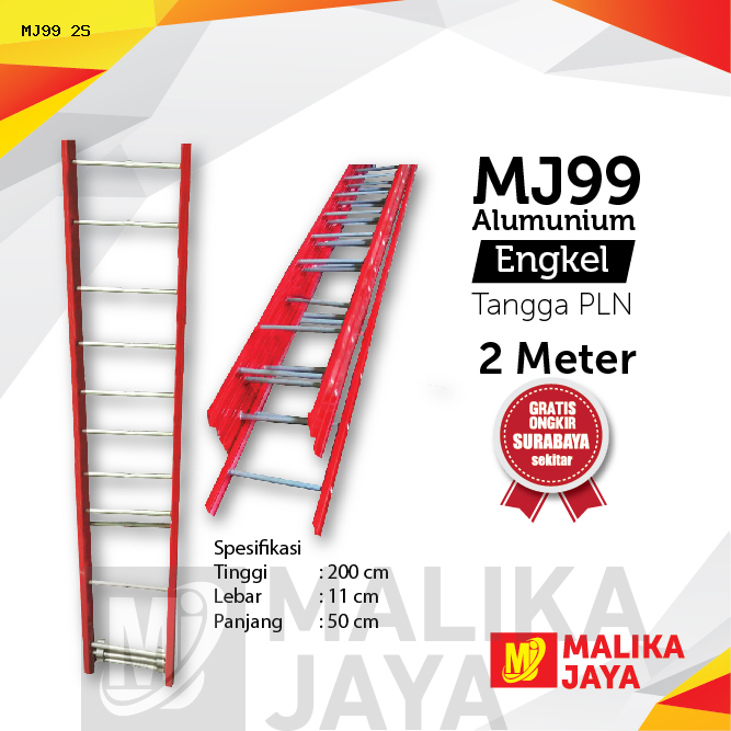 Tangga PLN  Alumunium Merk MJ99 2E 2 Meter Engkel / Single 